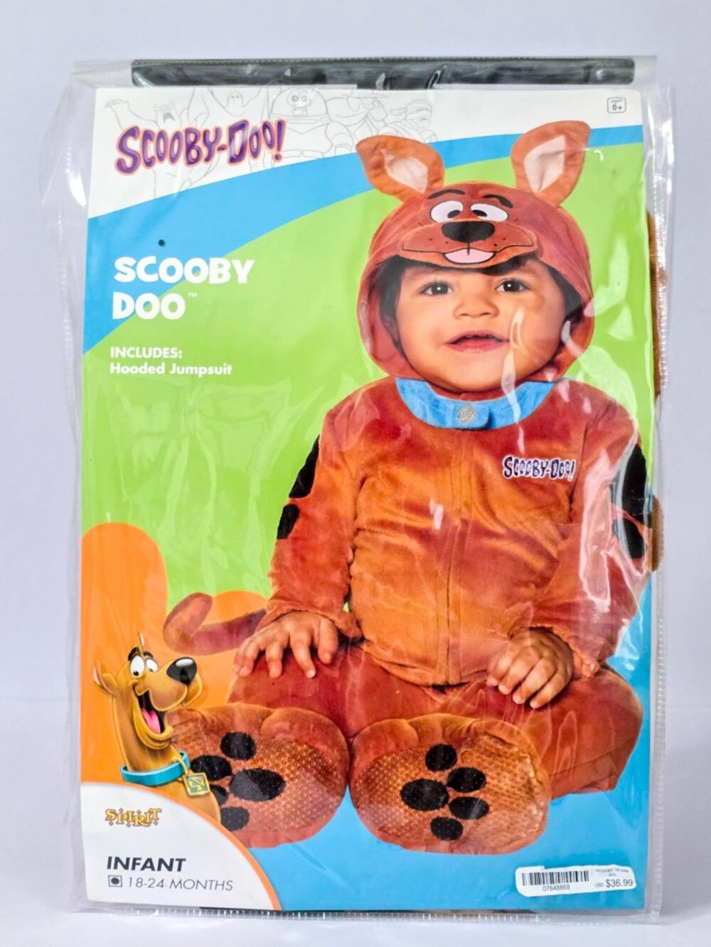 Spirit Halloween Baby Scooby-Doo Costume 2 Piece Jumpsuit & Hood 18-24 Mos. - Picture 1 of 9